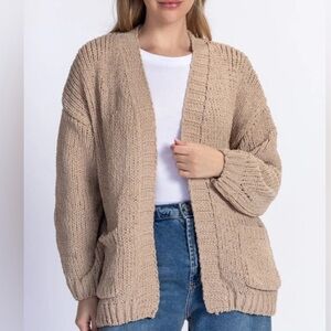 Miracle Soft Pink/Light Taupe Cardigan Sweater